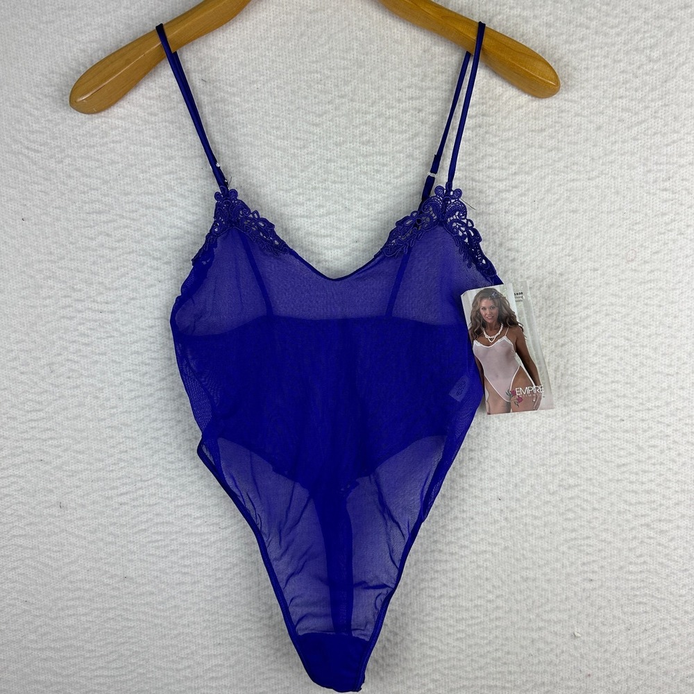 Vtg Thong Bodysuit Sheer Sexy Boudoir Purple Bridal Sissy Small Risqué Stripper